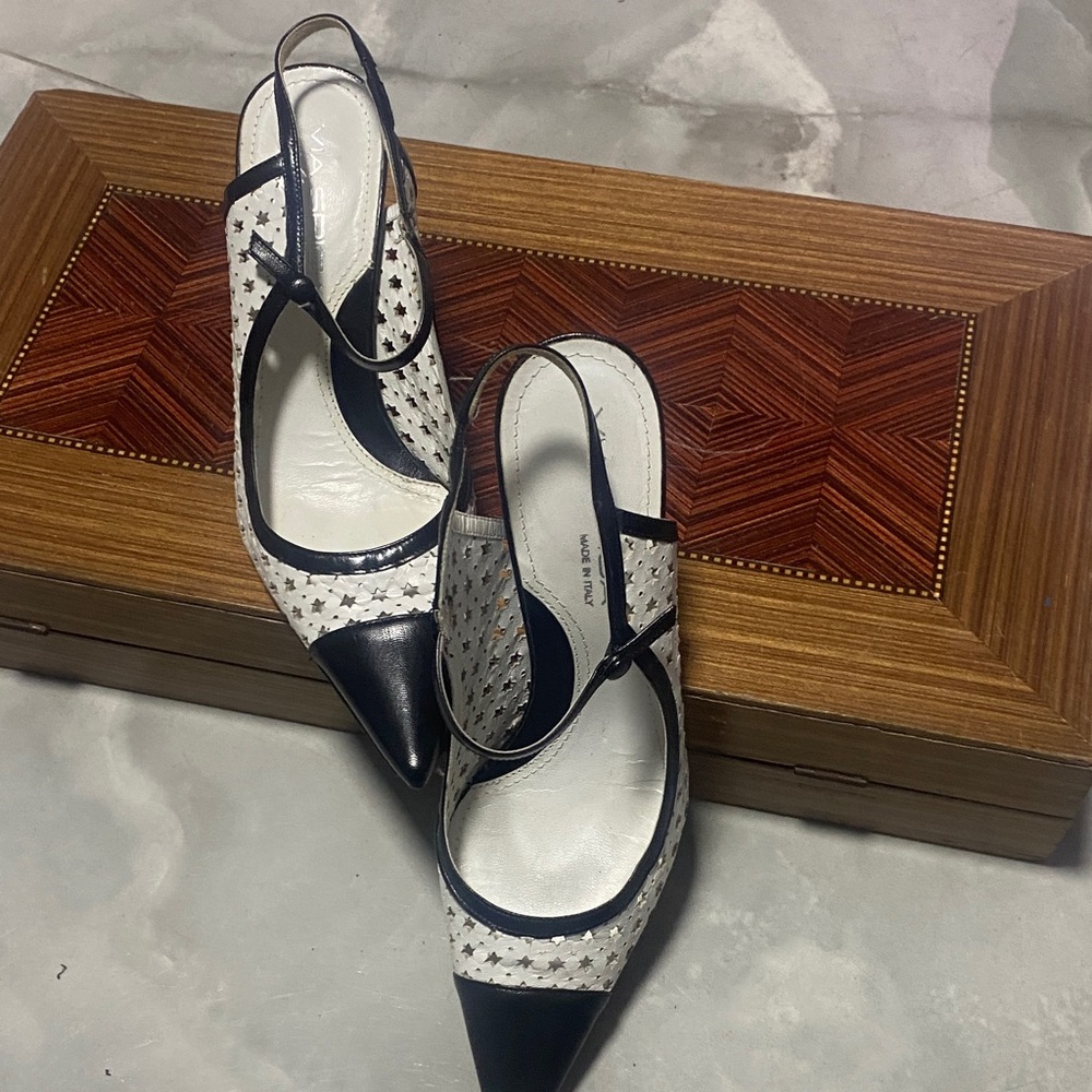 Via Spiga Black and White Heels ALL LEATHER